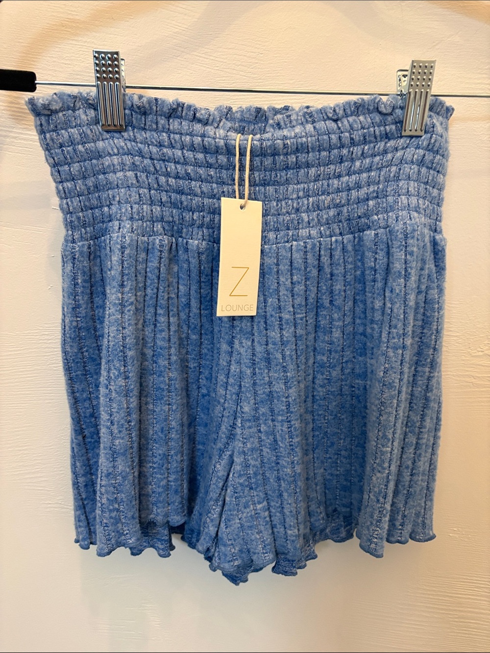 Z Lounge Women's Blue Ribbed Knit Lounge Shorts